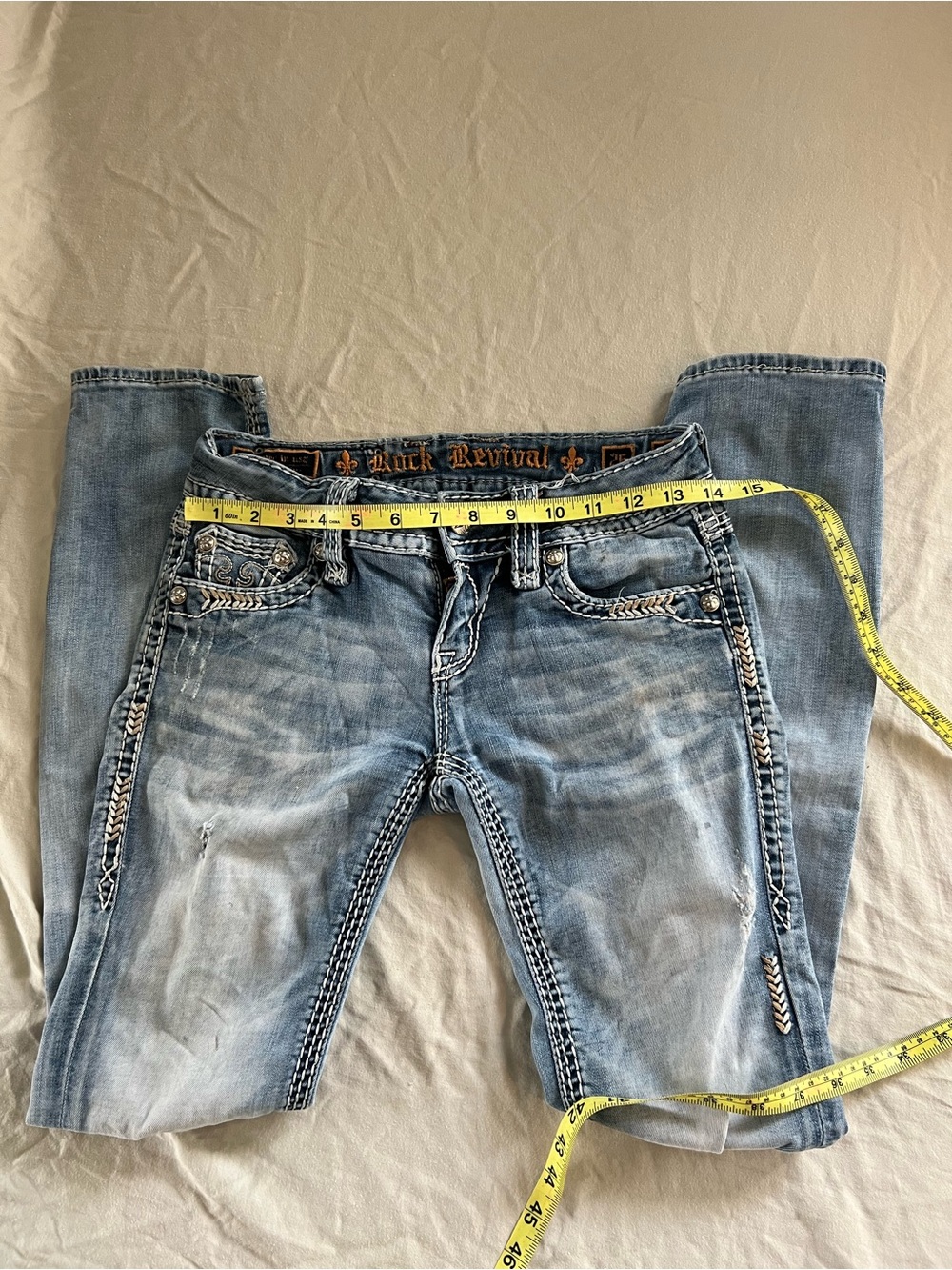 Rock Revival Celine Straight Jeans Women’s Size 26 Distressed Embellished - Picture 3 of 9